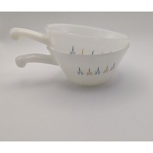 Vintage Fire-King Milk Glass Candle Glow Soup Bowls Set of 2 Anchor Hocking MCM